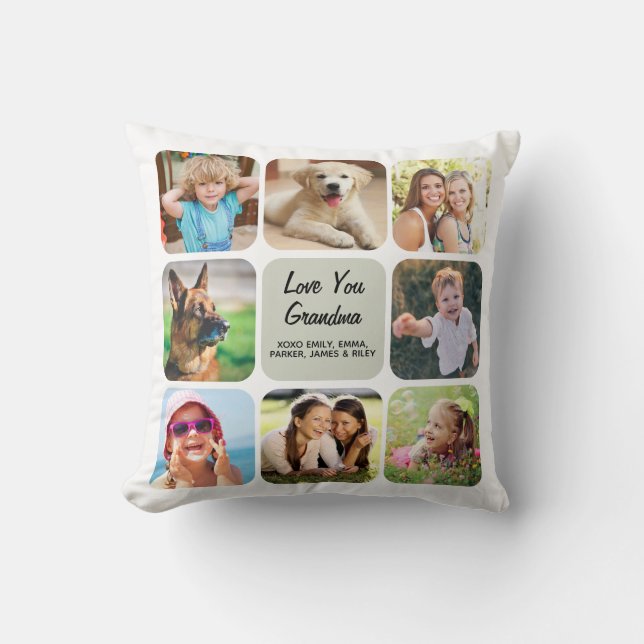 Cojín Decorativo Ama tu Collage de fotos abuela (Anverso)