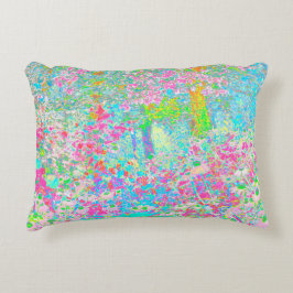 Cojín Decorativo Amanecer Aqua y Rosa Caliente en mi jardín Rubio