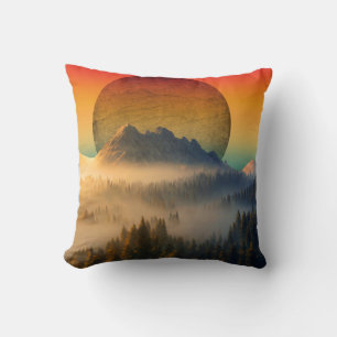 COJÍN DECORATIVO AMANECER DE MONTAÑA BOSQUE NATURALEZA ATARDECER PA