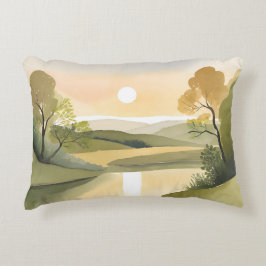 Cojín Decorativo Amanecer de Río | Acuarela Amarillo