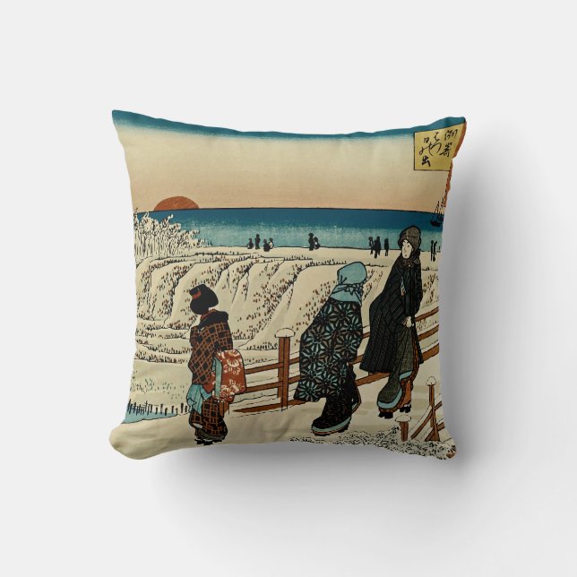 Cojín Decorativo Amanecer en el día de Año Nuevo en Susaki (Anverso)