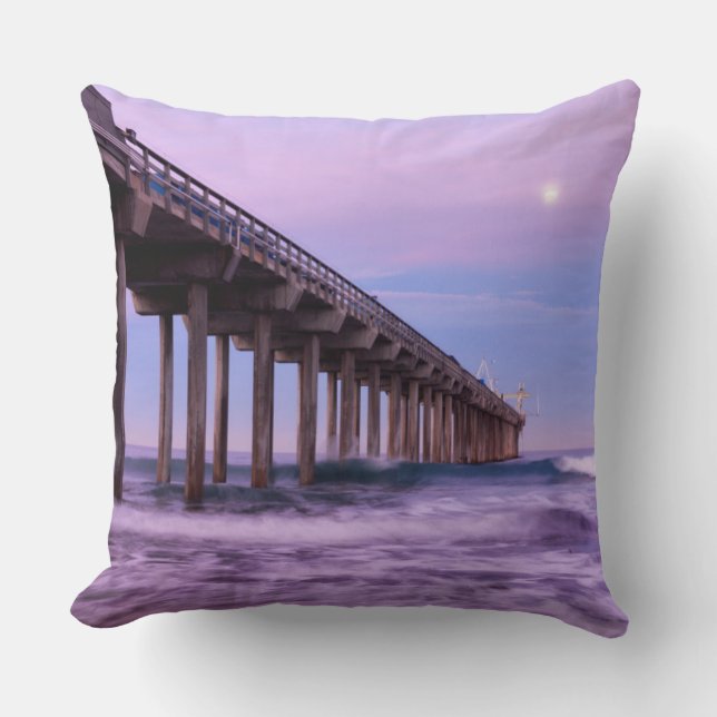 Cojín Decorativo Amanecer morado sobre el muelle, California (Anverso)