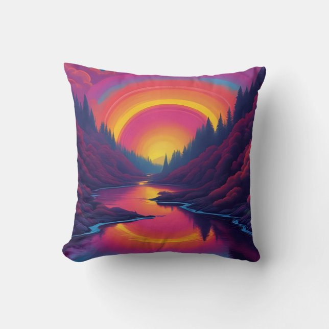 Cojín Decorativo Amanecer Sobre El Lago (Anverso)