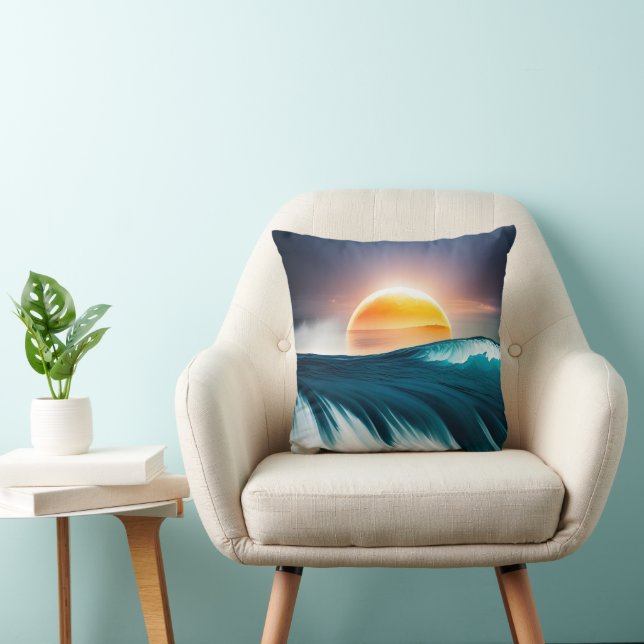 Cojín Decorativo Amanecer sobre las olas oceánicas (Silla)