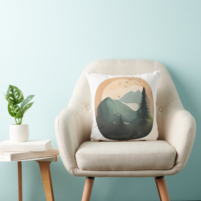 Cojín Decorativo Amanecer sobre picos: Una tranquila escena de mont (Silla)