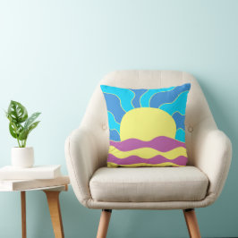Cojín Decorativo Amanecer y olas resumen arte