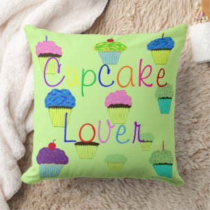 Cojín Decorativo Amante de Cupcake Verde Purpura PERSONALIZA Nombre