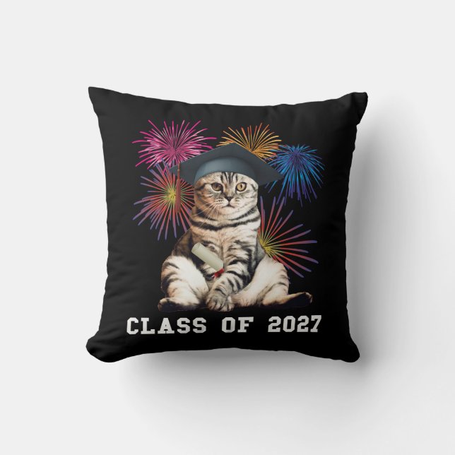 Cojín Decorativo Amante de gatos de la promoción de 2027 (Anverso)