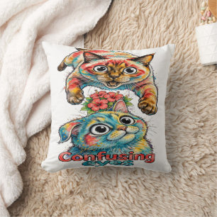 Cojín Decorativo 🥰 Amante de Gatos Gato Divertido Siamés y Chartre