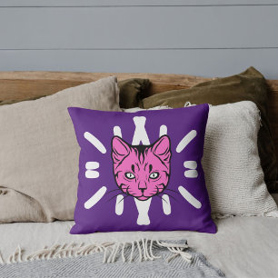 Cojín Decorativo Amante de Gatos Madre de Mascota Cute Blanco Rayas