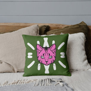 Cojín Decorativo Amante de Gatos Mamá de Mascota Cute Blanco Rayas