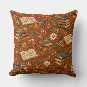 Cojín Decorativo Amante de libros botánicos vintage Cottagecore