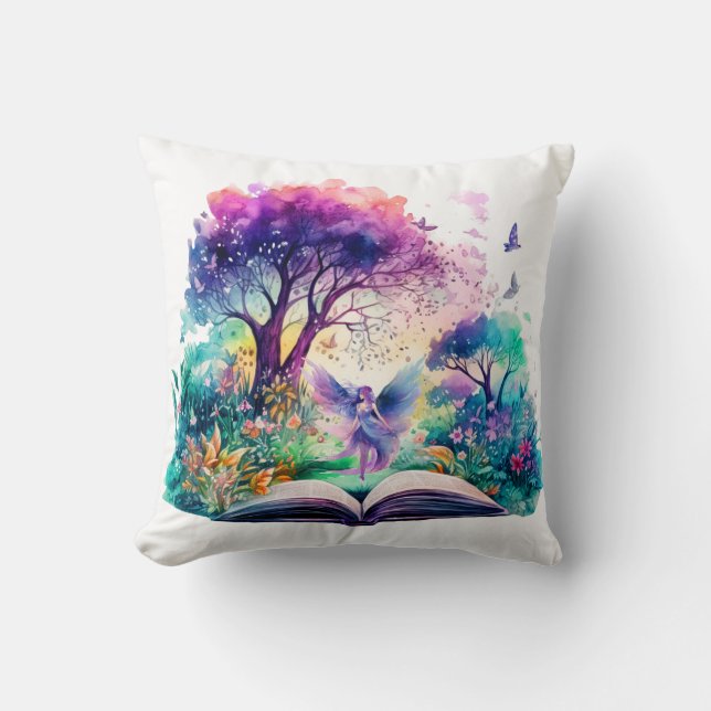 Cojín Decorativo Amante de Libros de Fantasía Hada (Anverso)