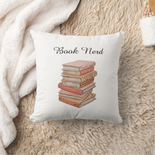 Cojín Decorativo Amante de Libros Minimalista Friki Regalo Elegante