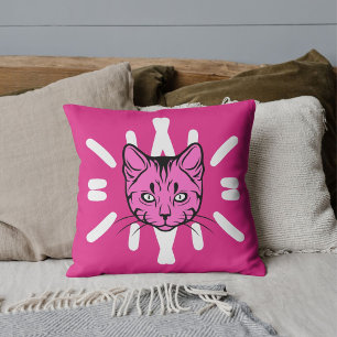 Cojín Decorativo Amante de los Gatos Amigos Mascotas Rayas Blancas