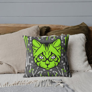 Cojín Decorativo Amante de los gatos mascota mamá gris lima moderno