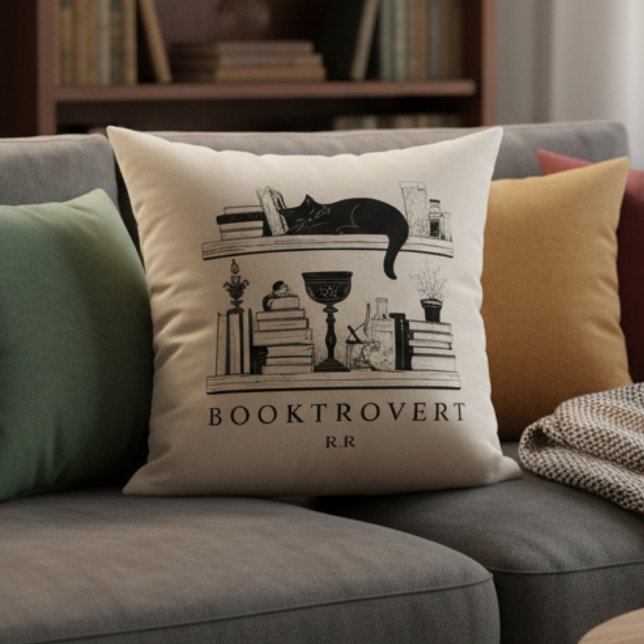 Cojín Decorativo Amante de los libros con monograma  (Subido por el creador)