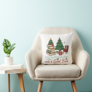 Cojín Decorativo Amante de los libros en una Navidad acogedora  Imp