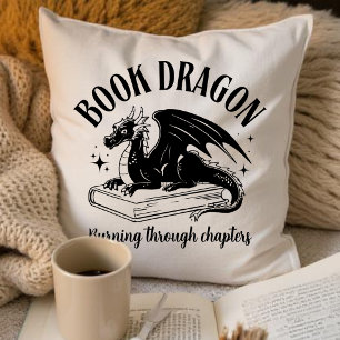 Cojín Decorativo Amante de los libros fantástico dragón lindo 