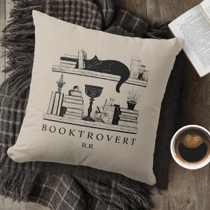 Cojín Decorativo Amante de los libros monograma personalizado