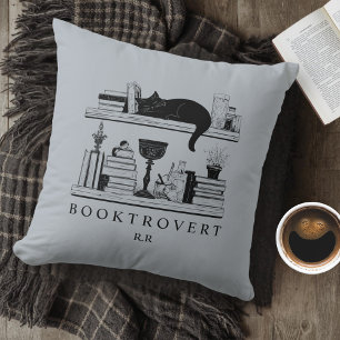 Cojín Decorativo Amante de los libros monograma personalizado 