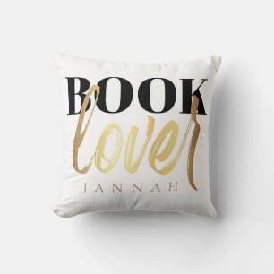Cojín Decorativo Amante de los Libros Nombre de Escritura en Negro