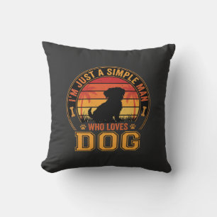Cojín Decorativo Amante de los perros hombre simple puesta de sol r