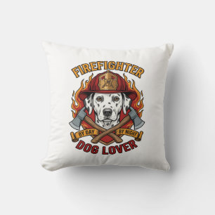 Cojín Decorativo Amante de Perro Bombero Dálmata Hacha Casco de Fue