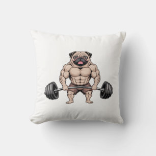 Cojín Decorativo Amante de Perro Pug Musculoso Levantamiento de Pes