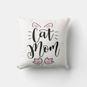 Cojín Decorativo Amante Gatito Adorable Rosa Blanco Mamá Gato