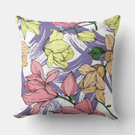 Cojín Decorativo Amante púrpura Magnolia Wildflowers lindo botánico