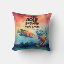 Amantes de la pesca cumpleaños 50 peces acuarel