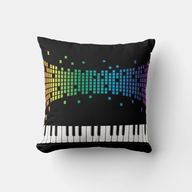 Cojín Decorativo Amantes de música en instrumentos musicales de pia (Anverso)