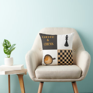 Cojín Decorativo Amantes del ajedrez y el café y jugadores de ajedr