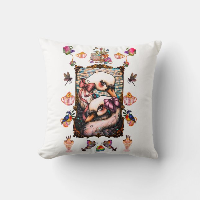 Cojín Decorativo Amantes del cisne (Anverso)