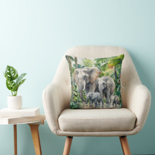 Cojín Decorativo Amantes del elefante de la selva divertida