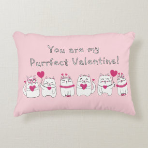 Cojín Decorativo Amantes del gato lindo El día de San Valentín rosa