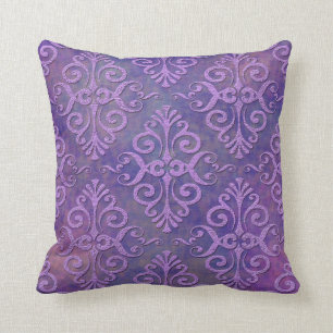 Cojín Decorativo Amantes del Púrpura Dos Tonos Lila Púrpura Damask