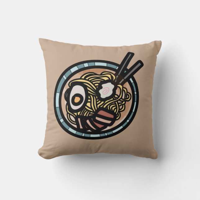 Cojín Decorativo Amantes del Ramen adorables japoneses (Anverso)