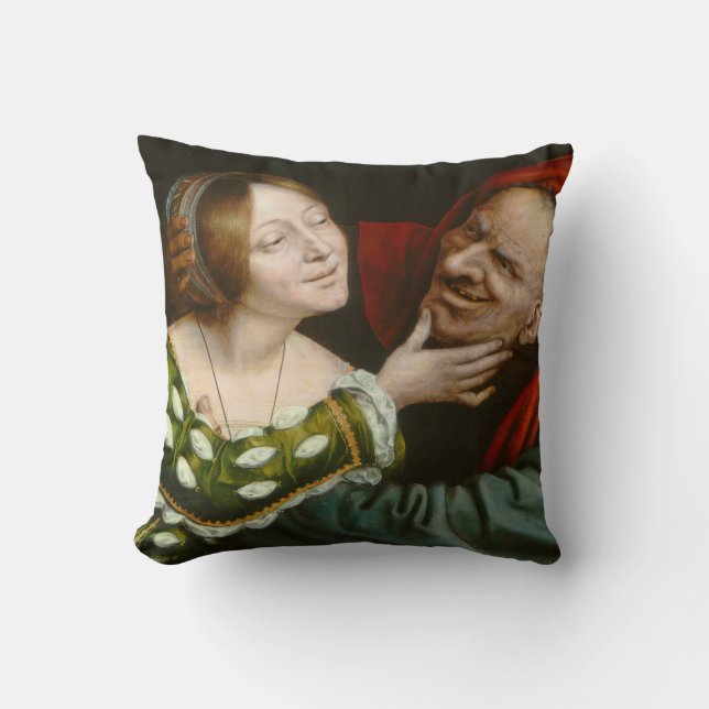 Cojín Decorativo Amantes Ill-Matched (por Quentin Massys) (Anverso)
