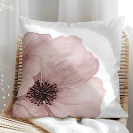 Cojín Decorativo Amapola Rosa Pastel Acuarela