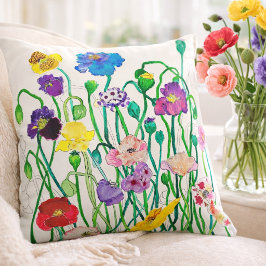 Cojín Decorativo Amapola Salvaje colorida y divertida llamada