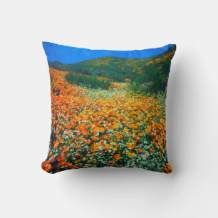 Cojín Decorativo Amapolas de California y flores silvestres de palo