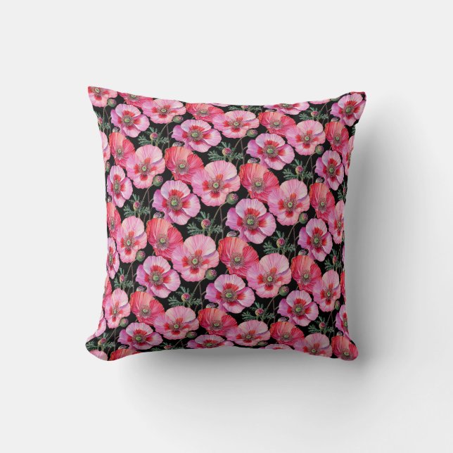 Cojín Decorativo Amapolas rosadas  (Anverso)