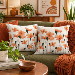 Cojín Decorativo Amapolas y Flor Silvestre Ligera