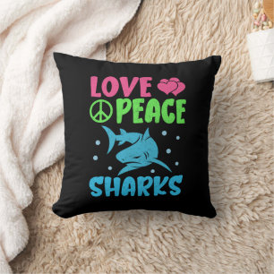 Cojín Decorativo Amar a los tiburones por la paz tiburones adoran a
