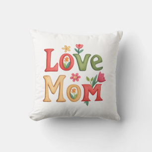 Cojín Decorativo Amar a mamá Mensajes de texto con flores