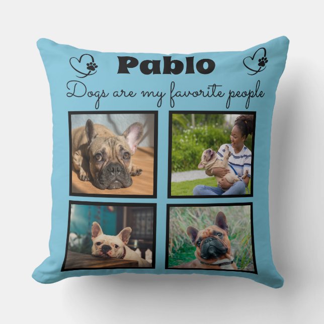Cojín Decorativo Amar a mi perro - collage personalizado de 4 fotos (Anverso)