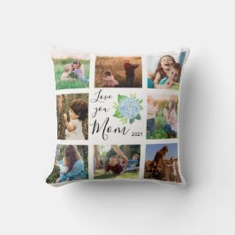 Cojín Decorativo Amar a tu mamá Collage de fotos familiar Hydrangea