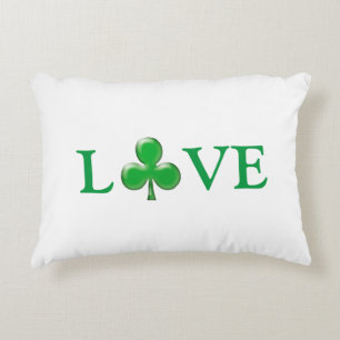 Cojín Decorativo Amar el trébol blanco irlandés shamrock lindo mo